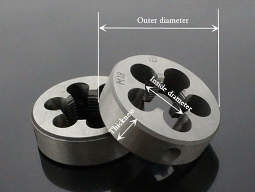 Left Hand Thread Round Dies, M10-M20 Inside diameter